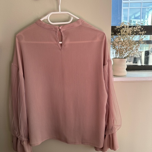 Pink Ruffled Sleeve Chiffon Blouse - Picture 3 of 3